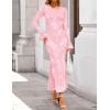 ZESICA Women’s 2026 Bell Long Sleeve Floral Maxi Dress Spring Fashion Bodycon Mesh Wedding Guest Cocktail Party Dresses(Pink)