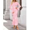 ZESICA Women’s 2026 Bell Long Sleeve Floral Maxi Dress Spring Fashion Bodycon Mesh Wedding Guest Cocktail Party Dresses(Pink)