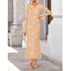 ZESICA Women’s 2026 Bell Long Sleeve Floral Maxi Dress Spring Fashion Bodycon Mesh Wedding Guest Cocktail Party Dresses(Redapricot)