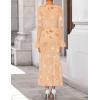 ZESICA Women’s 2026 Bell Long Sleeve Floral Maxi Dress Spring Fashion Bodycon Mesh Wedding Guest Cocktail Party Dresses(Redapricot)