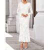 ZESICA Women’s 2026 Bell Long Sleeve Floral Maxi Dress Spring Fashion Bodycon Mesh Wedding Guest Cocktail Party Dresses(White)