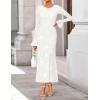 ZESICA Women’s 2026 Bell Long Sleeve Floral Maxi Dress Spring Fashion Bodycon Mesh Wedding Guest Cocktail Party Dresses(White)