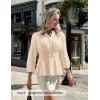 ZESICA Women’s 2026 Fall Babydoll Peplum Tops V Neck Puff 3/4 Length Sleeve Shirts Dressy Casual Blouses(Apricot)