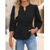 ZESICA Women’s 2026 Fall Babydoll Peplum Tops V Neck Puff 3/4 Length Sleeve Shirts Dressy Casual Blouses(Black)