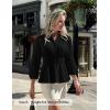 ZESICA Women’s 2026 Fall Babydoll Peplum Tops V Neck Puff 3/4 Length Sleeve Shirts Dressy Casual Blouses(Black)