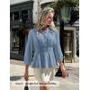 ZESICA Women’s 2026 Fall Babydoll Peplum Tops V Neck Puff 3/4 Length Sleeve Shirts Dressy Casual Blouses(Dustyblue)