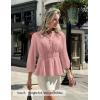 ZESICA Women’s 2026 Fall Babydoll Peplum Tops V Neck Puff 3/4 Length Sleeve Shirts Dressy Casual Blouses(Dustypink)