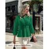 ZESICA Women’s 2026 Fall Babydoll Peplum Tops V Neck Puff 3/4 Length Sleeve Shirts Dressy Casual Blouses(Green)