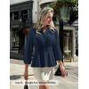 ZESICA Women’s 2026 Fall Babydoll Peplum Tops V Neck Puff 3/4 Length Sleeve Shirts Dressy Casual Blouses(Navy)
