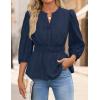 ZESICA Women’s 2026 Fall Babydoll Peplum Tops V Neck Puff 3/4 Length Sleeve Shirts Dressy Casual Blouses(Navy)