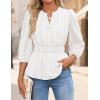 ZESICA Women’s 2026 Fall Babydoll Peplum Tops V Neck Puff 3/4 Length Sleeve Shirts Dressy Casual Blouses(White)