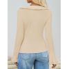 ZESICA Womens 2026 Fall Tie Front Bow Cardigan Sweaters Long Bell Sleeve V Neck Ruffled Knit Cropped Trendy Tops(Apricot)