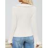 ZESICA Womens 2026 Fall Tie Front Bow Cardigan Sweaters Long Bell Sleeve V Neck Ruffled Knit Cropped Trendy Tops(White)