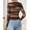 ZESICA Womens 2026 Spring Floral Mesh Going Out Tops Long Sleeve Crewneck Slim Fit Ruched Y2k Shirt Beach Vacation Outfit(Brown)