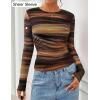 ZESICA Womens 2026 Spring Floral Mesh Going Out Tops Long Sleeve Crewneck Slim Fit Ruched Y2k Shirt Beach Vacation Outfit(Brown)