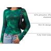 ZESICA Womens 2026 Spring Floral Mesh Going Out Tops Long Sleeve Crewneck Slim Fit Ruched Y2k Shirt Beach Vacation Outfit(Green)