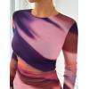 ZESICA Womens 2026 Spring Floral Mesh Going Out Tops Long Sleeve Crewneck Slim Fit Ruched Y2k Shirt Beach Vacation Outfit(Multicolour)