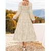 ZESICA Women’s 2026 Spring Floral Midi Dress Long Sleeve Smocked Flowy Long Wedding Guest Vacation Dresses(Apricot)