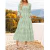 ZESICA Women’s 2026 Spring Floral Midi Dress Long Sleeve Smocked Flowy Long Wedding Guest Vacation Dresses(Sage)