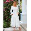ZESICA Women’s 2026 Spring Floral Midi Dress Long Sleeve Smocked Flowy Long Wedding Guest Vacation Dresses(White)