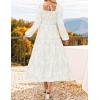 ZESICA Women’s 2026 Spring Floral Midi Dress Long Sleeve Smocked Flowy Long Wedding Guest Vacation Dresses(White)
