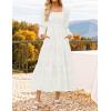 ZESICA Women’s 2026 Spring Floral Midi Dress Long Sleeve Smocked Flowy Long Wedding Guest Vacation Dresses(White)