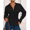 ZESICA Womens 2026 Spring Long Sleeve Blouse Business Dressy Casual Button Down Shirts Peplum Tops Fashion Trendy Clothes(Black)