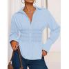 ZESICA Womens 2026 Spring Long Sleeve Blouse Business Dressy Casual Button Down Shirts Peplum Tops Fashion Trendy Clothes(Blue)
