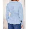 ZESICA Womens 2026 Spring Long Sleeve Blouse Business Dressy Casual Button Down Shirts Peplum Tops Fashion Trendy Clothes(Blue)
