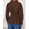 ZESICA Womens 2026 Spring Long Sleeve Blouse Business Dressy Casual Button Down Shirts Peplum Tops Fashion Trendy Clothes(Brown)