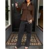 ZESICA Womens 2026 Spring Long Sleeve Blouse Business Dressy Casual Button Down Shirts Peplum Tops Fashion Trendy Clothes(Brown)