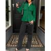 ZESICA Womens 2026 Spring Long Sleeve Blouse Business Dressy Casual Button Down Shirts Peplum Tops Fashion Trendy Clothes(Green)