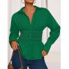 ZESICA Womens 2026 Spring Long Sleeve Blouse Business Dressy Casual Button Down Shirts Peplum Tops Fashion Trendy Clothes(Green)