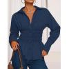ZESICA Womens 2026 Spring Long Sleeve Blouse Business Dressy Casual Button Down Shirts Peplum Tops Fashion Trendy Clothes(Navy)