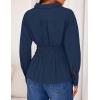 ZESICA Womens 2026 Spring Long Sleeve Blouse Business Dressy Casual Button Down Shirts Peplum Tops Fashion Trendy Clothes(Navy)