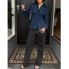 ZESICA Womens 2026 Spring Long Sleeve Blouse Business Dressy Casual Button Down Shirts Peplum Tops Fashion Trendy Clothes(Navy)