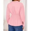 ZESICA Womens 2026 Spring Long Sleeve Blouse Business Dressy Casual Button Down Shirts Peplum Tops Fashion Trendy Clothes(Pink)
