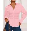 ZESICA Womens 2026 Spring Long Sleeve Blouse Business Dressy Casual Button Down Shirts Peplum Tops Fashion Trendy Clothes(Pink)