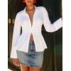 ZESICA Womens 2026 Spring Long Sleeve Blouse Business Dressy Casual Button Down Shirts Peplum Tops Fashion Trendy Clothes(White)