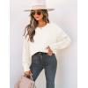 ZESICA Women’s 2026 Spring Long Sleeve Crew Neck Solid Color Cable Knit Chunky Casual Oversized Pullover Sweater Tops(Beige)