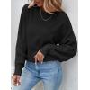 ZESICA Women’s 2026 Spring Long Sleeve Crew Neck Solid Color Cable Knit Chunky Casual Oversized Pullover Sweater Tops(Black)