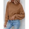 ZESICA Women’s 2026 Spring Long Sleeve Crew Neck Solid Color Cable Knit Chunky Casual Oversized Pullover Sweater Tops(Camel)