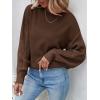 ZESICA Women’s 2026 Spring Long Sleeve Crew Neck Solid Color Cable Knit Chunky Casual Oversized Pullover Sweater Tops(Coffee)