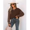 ZESICA Women’s 2026 Spring Long Sleeve Crew Neck Solid Color Cable Knit Chunky Casual Oversized Pullover Sweater Tops(Coffee)