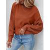 ZESICA Women’s 2026 Spring Long Sleeve Crew Neck Solid Color Cable Knit Chunky Casual Oversized Pullover Sweater Tops(Deeporange)