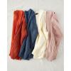 ZESICA Women’s 2026 Spring Long Sleeve Crew Neck Solid Color Cable Knit Chunky Casual Oversized Pullover Sweater Tops(Deeporange)