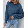 ZESICA Women’s 2026 Spring Long Sleeve Crew Neck Solid Color Cable Knit Chunky Casual Oversized Pullover Sweater Tops(Dustyblue)