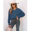 ZESICA Women’s 2026 Spring Long Sleeve Crew Neck Solid Color Cable Knit Chunky Casual Oversized Pullover Sweater Tops(Dustyblue)
