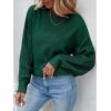 ZESICA Women’s 2026 Spring Long Sleeve Crew Neck Solid Color Cable Knit Chunky Casual Oversized Pullover Sweater Tops(Forestgreen)