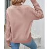 ZESICA Women’s 2026 Spring Long Sleeve Crew Neck Solid Color Cable Knit Chunky Casual Oversized Pullover Sweater Tops(Greypink)